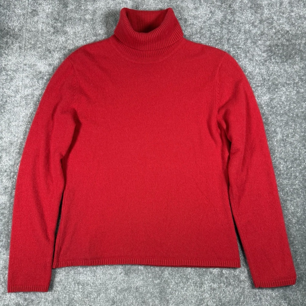Vintage Ann Taylor Sweater Women's Large Red Turtleneck Cashmere
